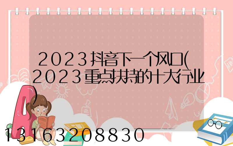 2023抖音下一个风口(2023重点扶持的十大行业)