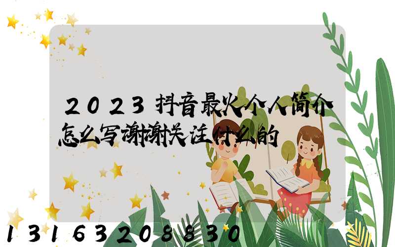2023抖音最火个人简介怎么写谢谢关注什么的