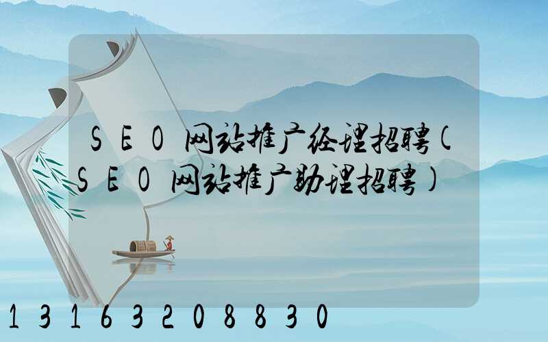 SEO网站推广经理招聘(SEO网站推广助理招聘)