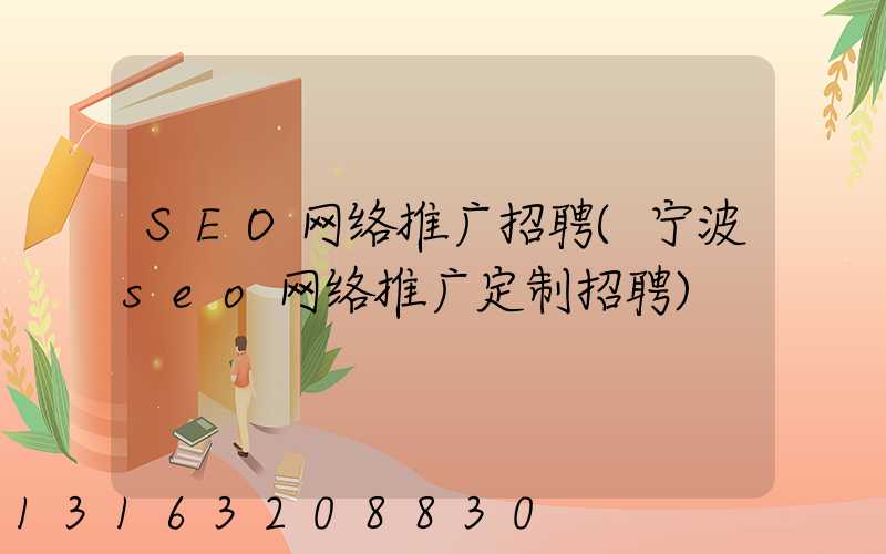 SEO网络推广招聘(宁波seo网络推广定制招聘)