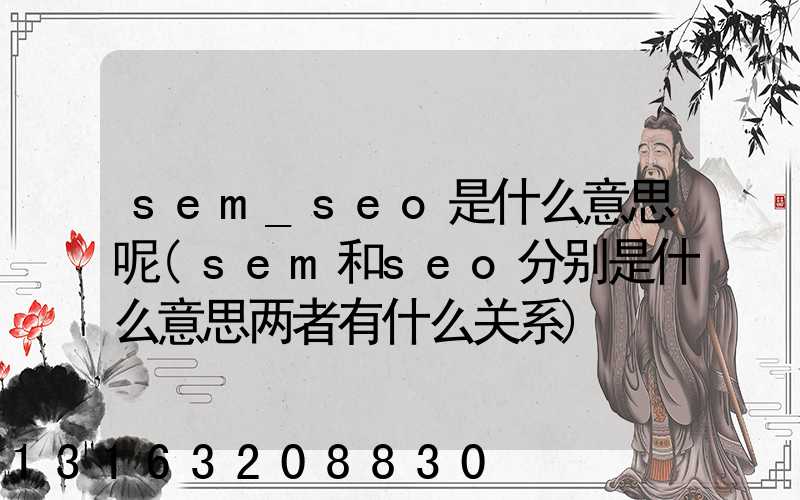 sem_seo是什么意思呢(sem和seo分别是什么意思两者有什么关系)
