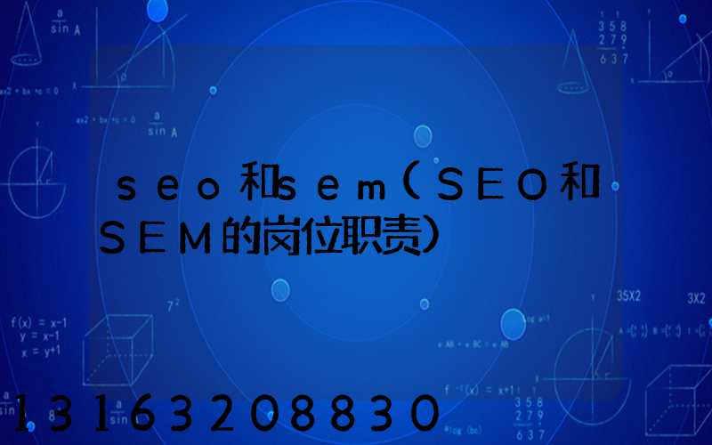 seo和sem(SEO和SEM的岗位职责)