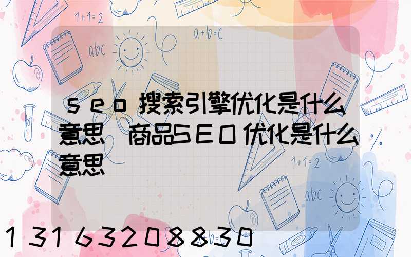 seo搜索引擎优化是什么意思(商品SEO优化是什么意思)