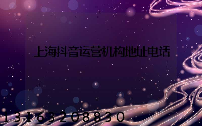 上海抖音运营机构地址电话