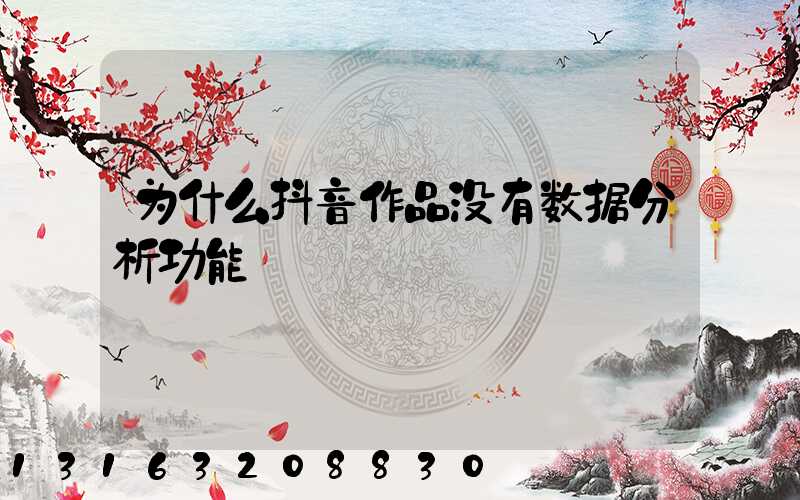为什么抖音作品没有数据分析功能