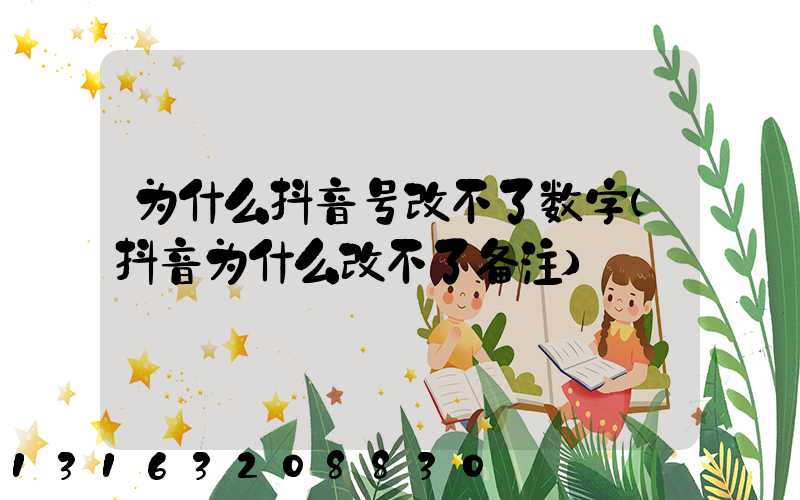 为什么抖音号改不了数字(抖音为什么改不了备注)