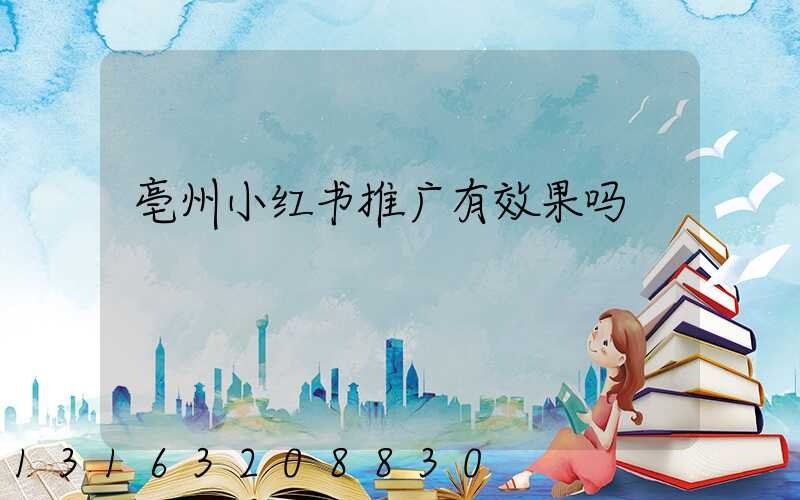 亳州小红书推广有效果吗