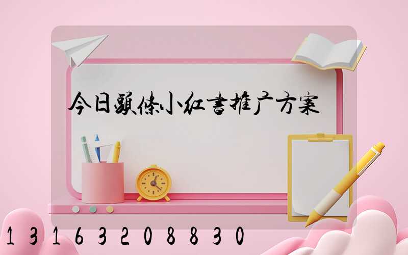 今日头条小红书推广方案