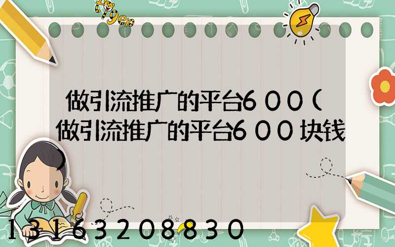 做引流推广的平台600(做引流推广的平台600块钱)