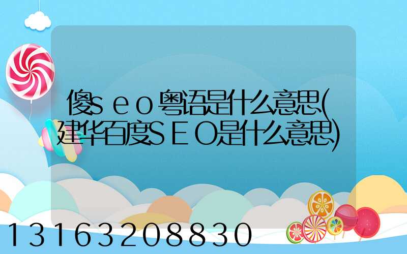 傻seo粤语是什么意思(建华百度SEO是什么意思)