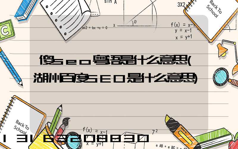 傻seo粤语是什么意思(湖州百度SEO是什么意思)