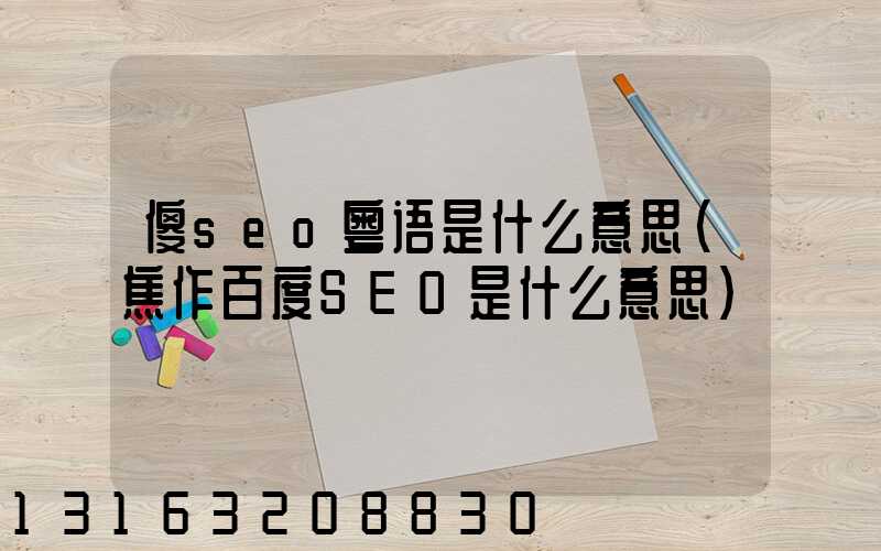 傻seo粤语是什么意思(焦作百度SEO是什么意思)