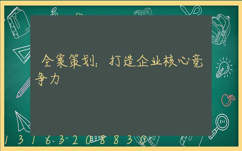 全案策划：打造企业核心竞争力