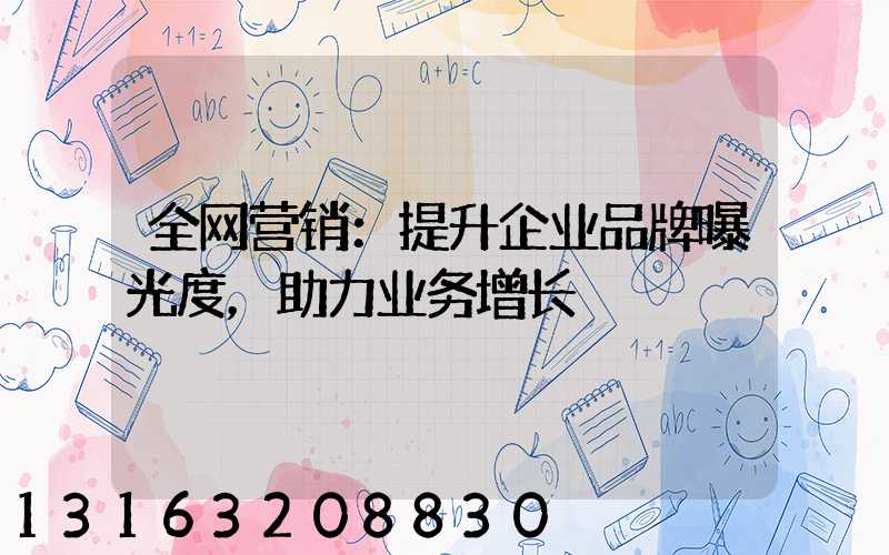 全网营销：提升企业品牌曝光度，助力业务增长