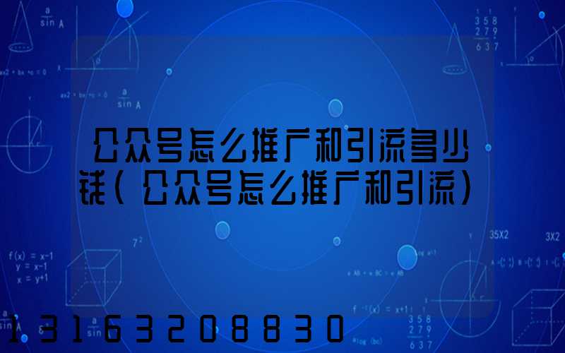 公众号怎么推广和引流多少钱(公众号怎么推广和引流)