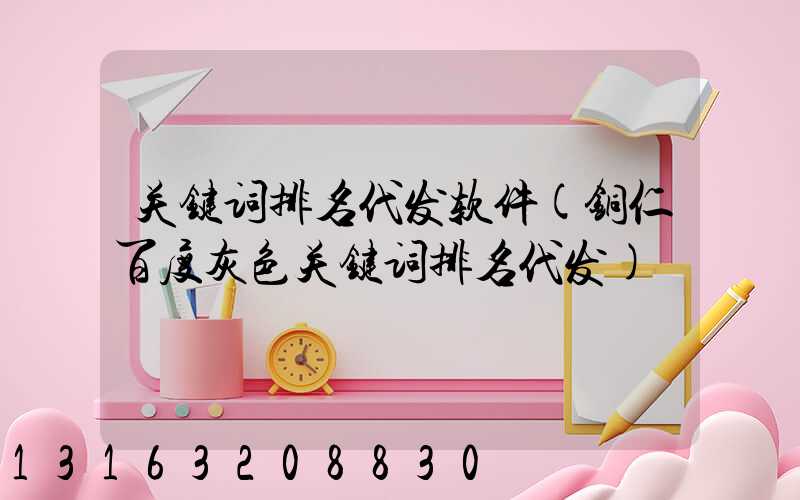 关键词排名代发软件(铜仁百度灰色关键词排名代发)