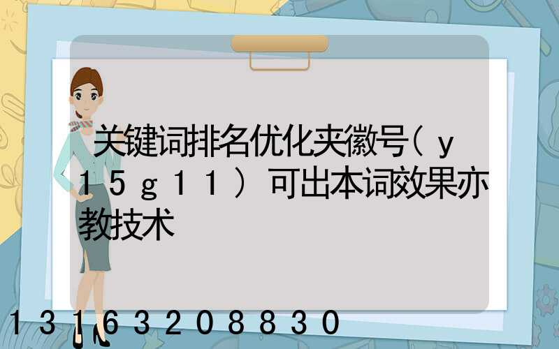 关键词排名优化夹徽号(y15g11)可出本词效果亦教技术