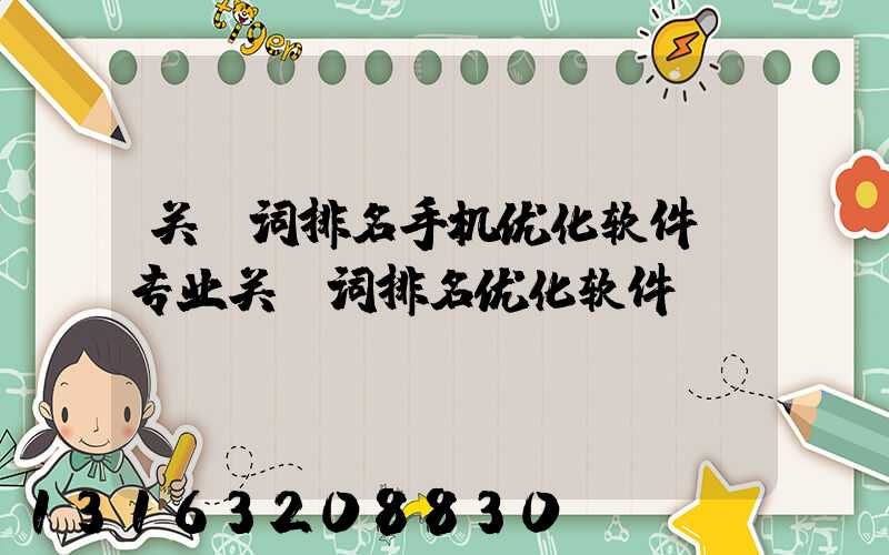 关键词排名手机优化软件(专业关键词排名优化软件)
