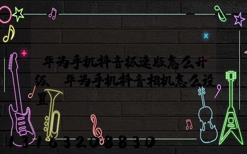 华为手机抖音极速版怎么升级(华为手机抖音相机怎么设置)
