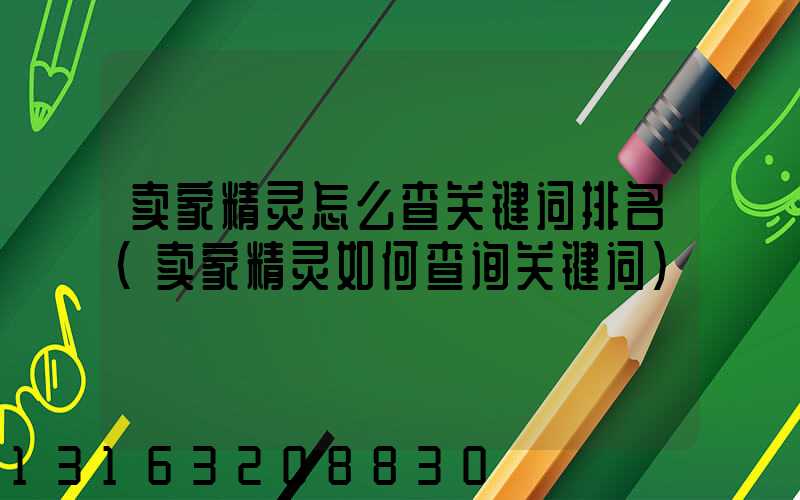 卖家精灵怎么查关键词排名(卖家精灵如何查询关键词)