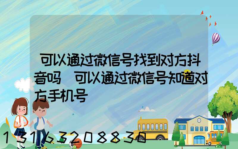 可以通过微信号找到对方抖音吗(可以通过微信号知道对方手机号)