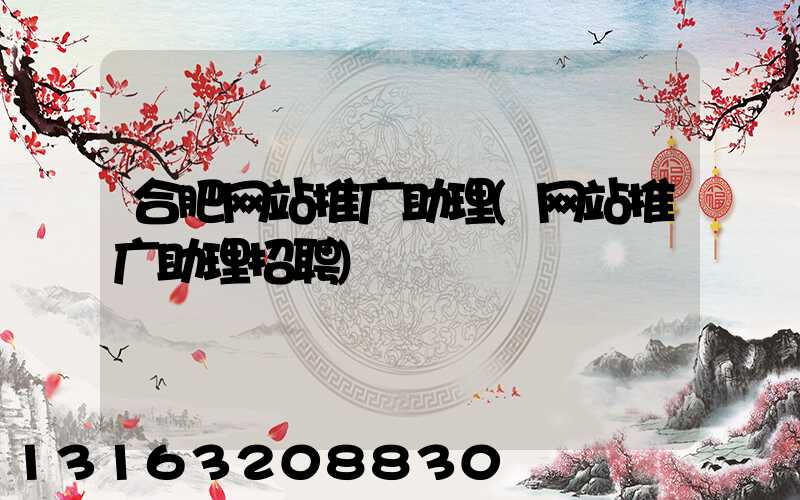 合肥网站推广助理(网站推广助理招聘)