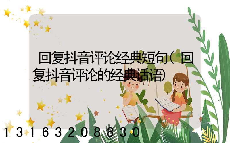 回复抖音评论经典短句(回复抖音评论的经典话语)