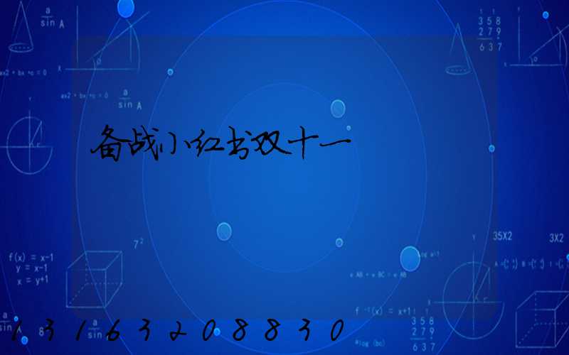 备战小红书双十一