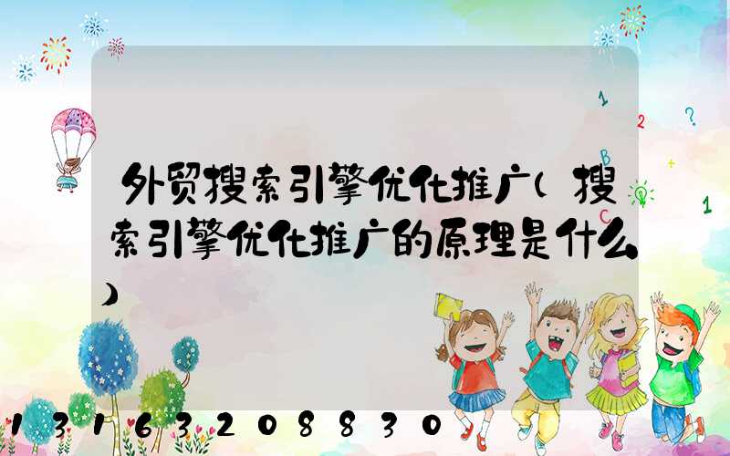 外贸搜索引擎优化推广(搜索引擎优化推广的原理是什么)