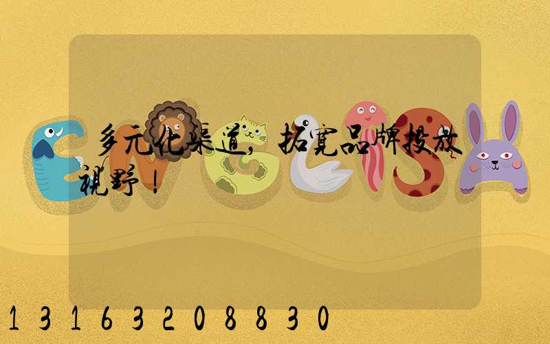多元化渠道，拓宽品牌投放视野！