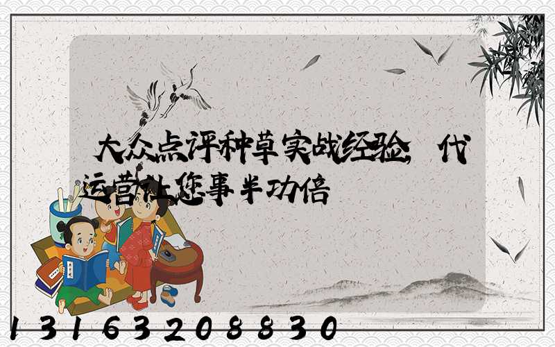 大众点评种草实战经验，代运营让您事半功倍