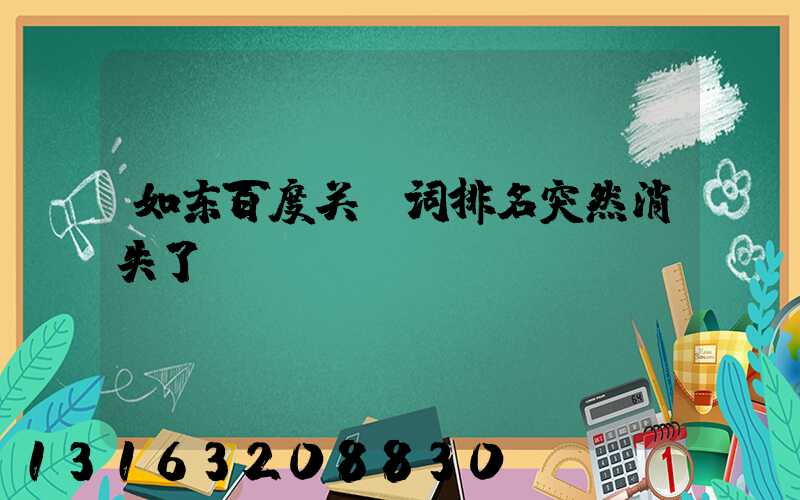 如东百度关键词排名突然消失了