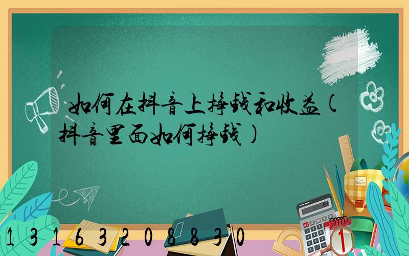 如何在抖音上挣钱和收益(抖音里面如何挣钱)