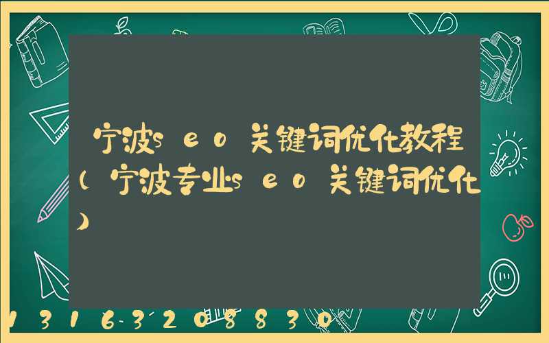 宁波seo关键词优化教程(宁波专业seo关键词优化)