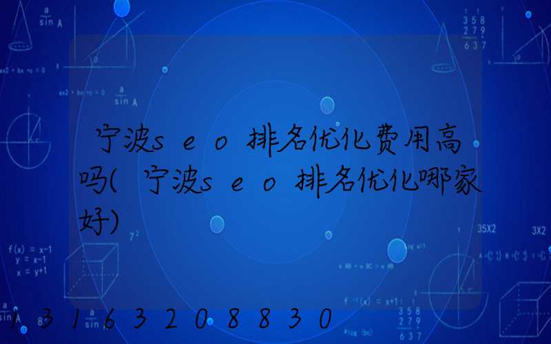 宁波seo排名优化费用高吗(宁波seo排名优化哪家好)