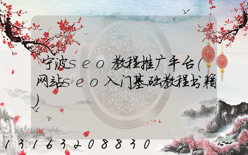 宁波seo教程推广平台(网站seo入门基础教程书籍)