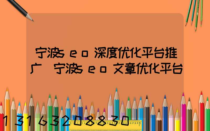 宁波seo深度优化平台推广(宁波seo文章优化平台)