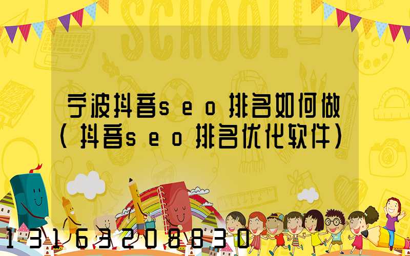 宁波抖音seo排名如何做(抖音seo排名优化软件)