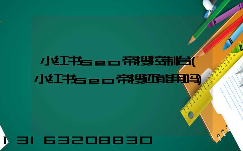 小红书seo帝搜控制台(小红书seo帝搜还能用吗)