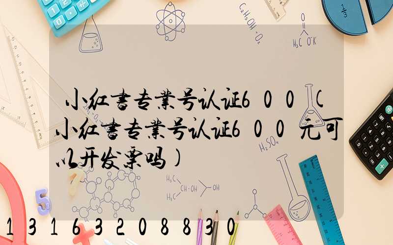 小红书专业号认证600(小红书专业号认证600元可以开发票吗)
