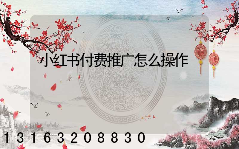 小红书付费推广怎么操作