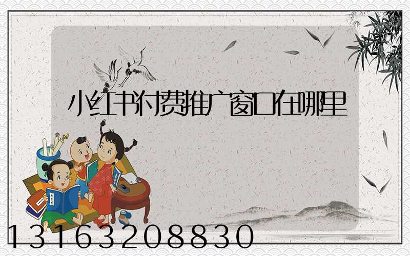小红书付费推广窗口在哪里