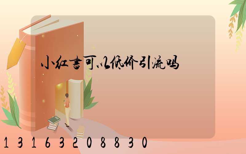 小红书可以低价引流吗