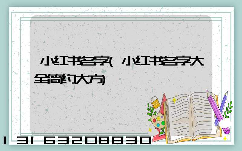 小红书名字(小红书名字大全简约大方)