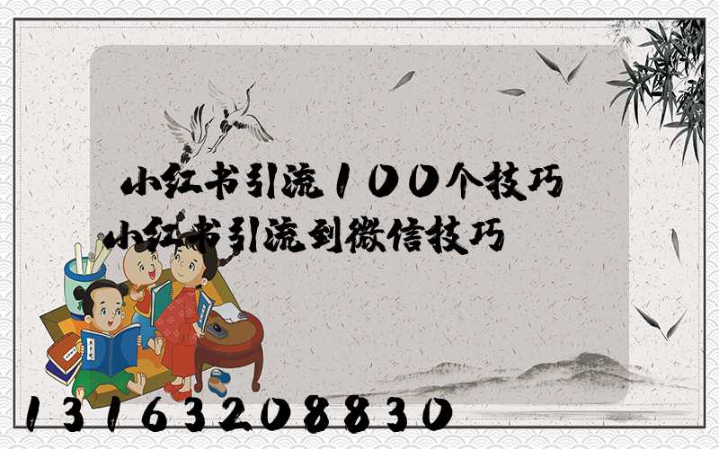 小红书引流100个技巧(小红书引流到微信技巧)