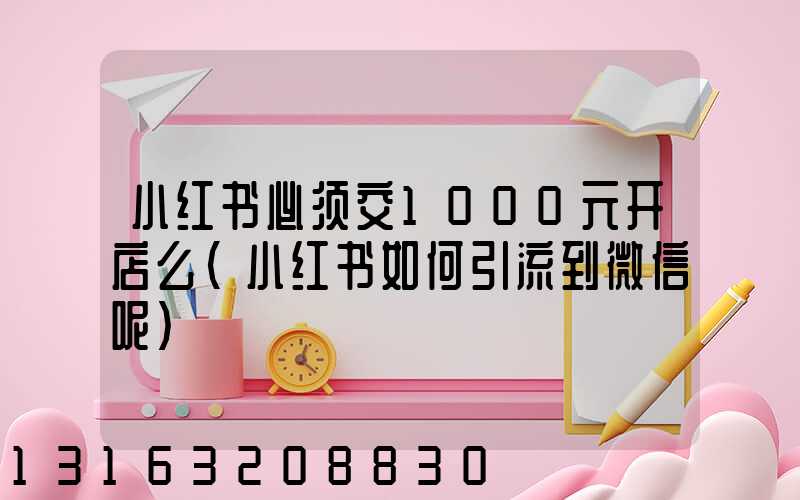 小红书必须交1000元开店么(小红书如何引流到微信呢)