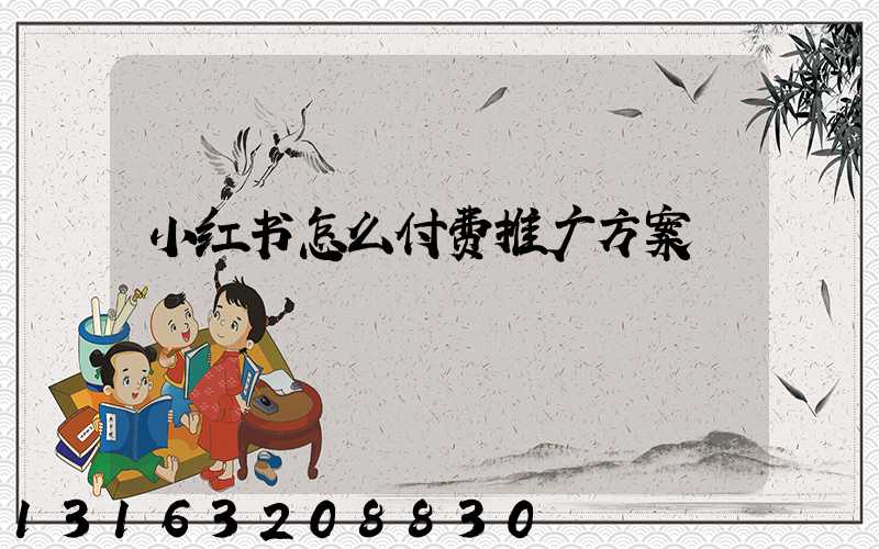 小红书怎么付费推广方案