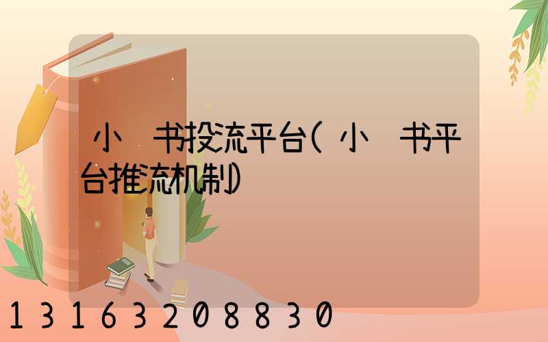 小红书投流平台(小红书平台推流机制)