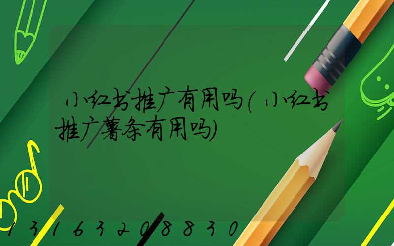 小红书推广有用吗(小红书推广薯条有用吗)