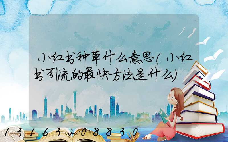 小红书种草什么意思(小红书引流的最快方法是什么)